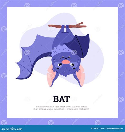 Funny Bat Hanging Upside Down. Vector Illustration of Halloween Cartoon ...