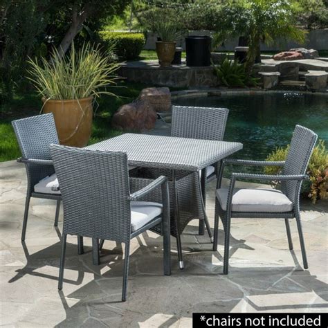 Noble House Corsica Square Wicker Patio Dining Table In Gray Ebay