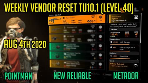 The Division 2 WEEKLY VENDOR RESET TU10 1 LEVEL 40 August 4th 2020