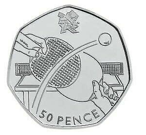 Olympic Table Tennis P Fifty Pence Coin Circulated Etsy