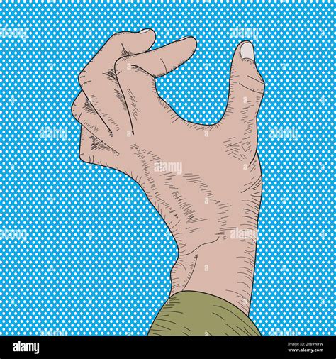 Vector Vintage Drawing Of Hand On A Blue Background Hand Gesture