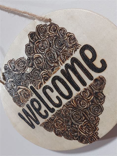 Handmade Roses Welcome Sign Woodburn - Etsy