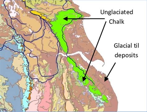 6: Extent of superficial deposits and glacial divide in study Region 3 ...