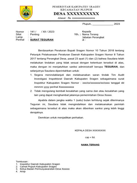 Contoh Surat Teguran Pdf