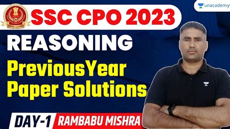 SSC CPO 2023 Reasoning Previous Years Paper Solution CPO