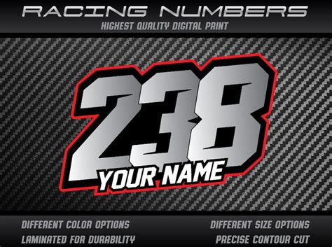 3x Personal Custom Race Number and Name Plate Stickers Decals Graphics ...