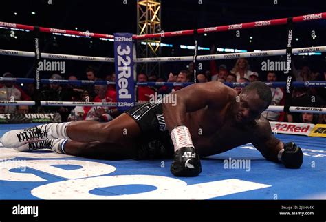 Dillian Whyte After Being Knocked Down By Tyson Fury During The Wbc Heavyweight Title Fight At