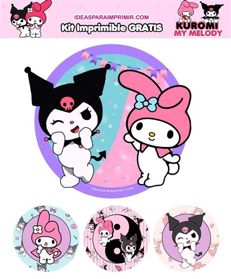 KIT de cumpleaños de KUROMI y MY MELODY para imprimir GRATIS Incluye