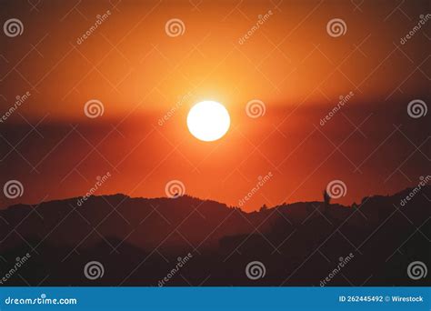 Beautiful Shot Of Mountain Silhouettes During The Sunset Stock Photo