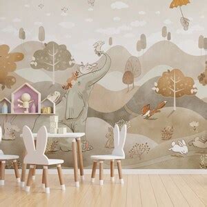 Elephant Nursery Wallpaper, Kids Wallpaper Peel and Stick, Nursery Wall ...