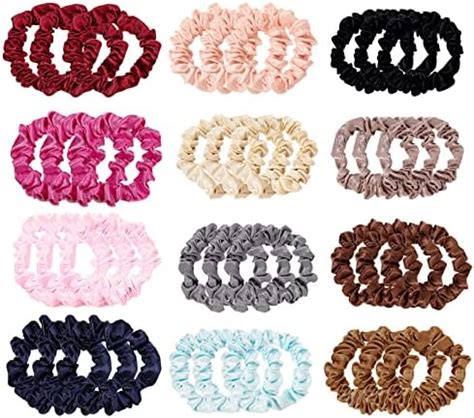 Amazon KINMINGZHU 12 Pieces Silk Hair Scrunchies Silk Hair Tie