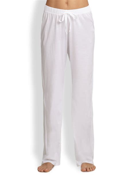 Hanro Cotton Deluxe Lounge Pants In White Lyst