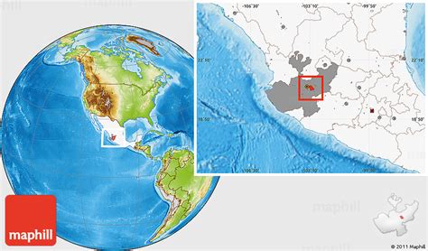 Physical Location Map of Zapotlanejo, highlighted country, highlighted ...