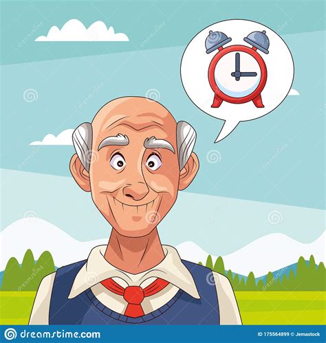 Paciente Anciano Con Enfermedad De Alzheimer Con Reloj Despertador