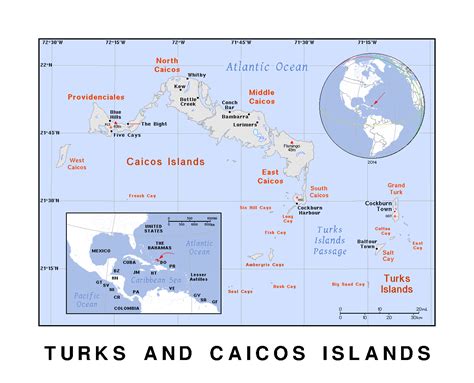 Detailed Political Map Of Turks And Caicos Islands With Relief Turks And Caicos Islands