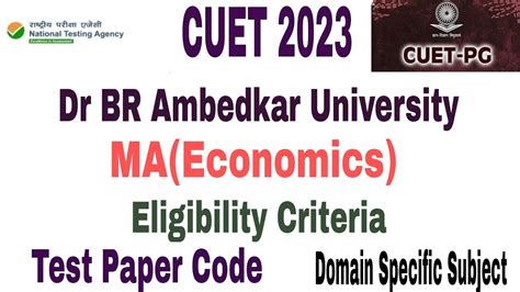 Dr Br Ambedkar University Delhi Cuet Pg Ma Economics Eligibility