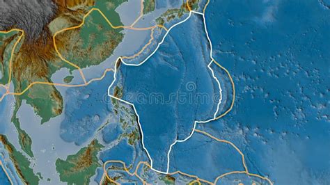 Placa Tectônica Filipina Imagens De Satélite a Traço Primeiro