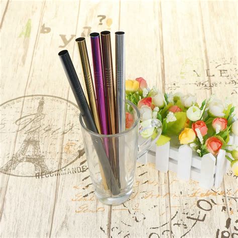 Metal Straw Stainless Steel Reusable Drinking Straw Diameter Titanium ...