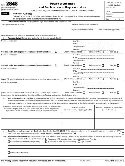 Irs Form 2848 Printable - Printable Form 2024