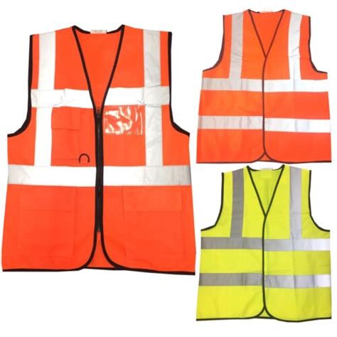 Hi Vis High Viz Visibility Vest Orange Yellow Safety Jacket Waistcoat