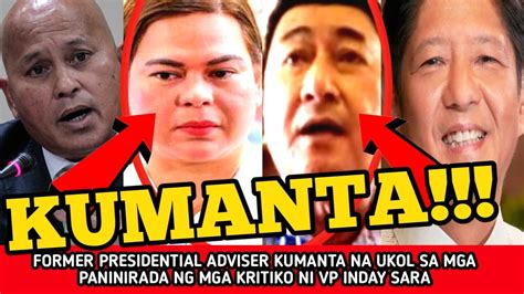 FORMER PRESIDENTIAL ADVISER KUMANTA NA UKOL SA MGA PANINIRADA NG MGA