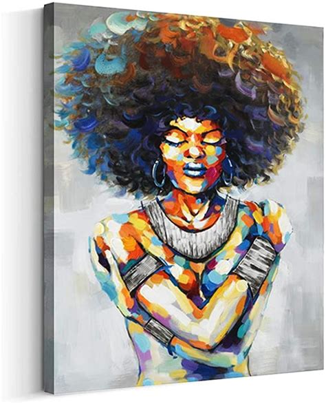 Artinme Framed African American Black Art Dancing Black Women In Dress Wall Art Painting On Canv