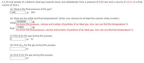 Solved A 2 00 Mol Sample Of A Diatomic Ideal Gas Expands Chegg