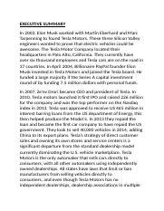 Project Tesla Docx EXECUTIVE SUMMARY In 2003 Elon Musk Worked With