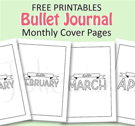 Free Bullet Journal Cover Page Printables Masha Plans Worksheets