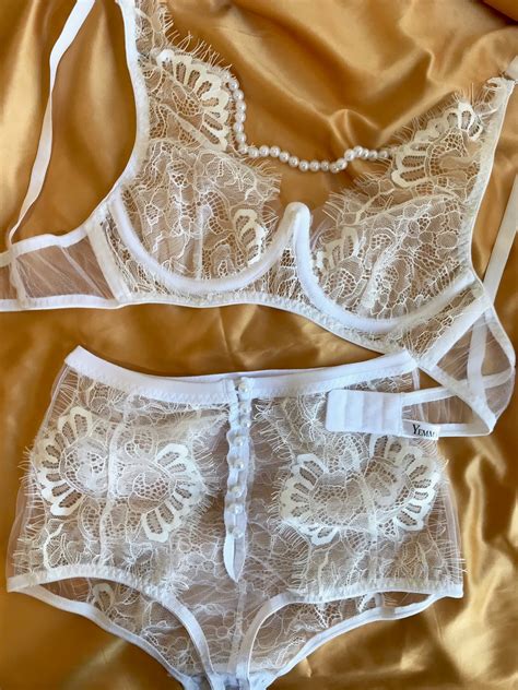 Retro Beige Spitze Zweiteiliges Dessous Set Unterdraht Etsy De