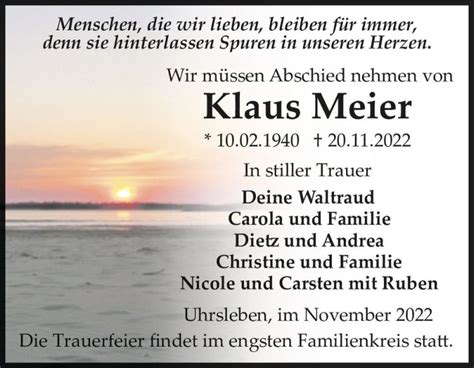 Traueranzeigen Von Klaus Meier Abschied Nehmen De