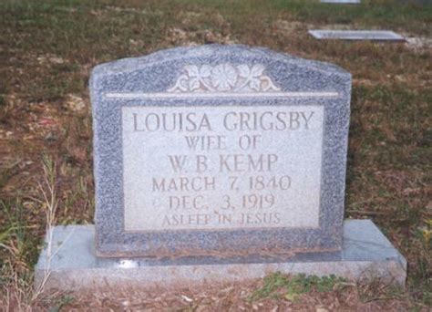 Louisa Grigsby Kemp Memorial Find A Grave