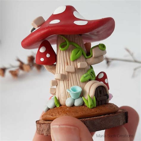 Mushroom House Little Figure Made With Polymer Clay Fairytale Etsy