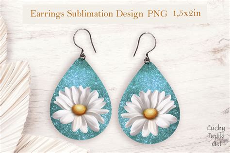 Daisy Teardrop Sublimation Earrings Design By Luckyturtleart