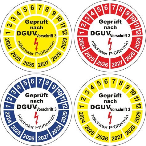 Dguv V Vorschrift Uvv Pr Fplaketten Mm Wartungsetiketten Aufkleber