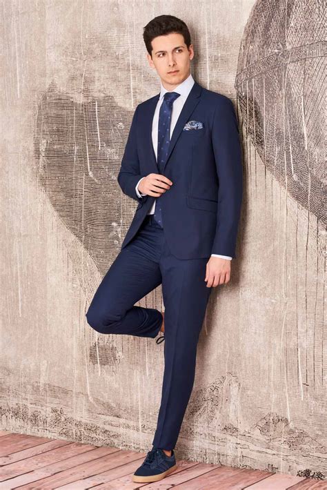 Traje Hombre Azul Marino Trebol Moda