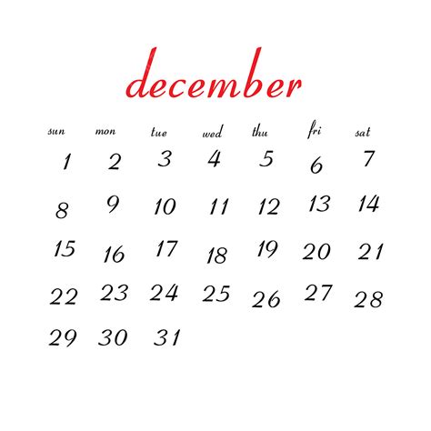 December Calendar Vector Hd Images, December 2019 Calendar, Clean ...