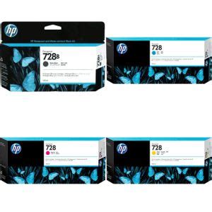 HP 728 Ink Cartridge Set 300ml Black 300ml Each Colour