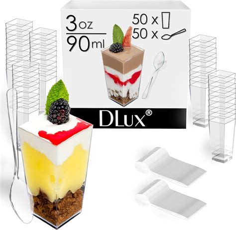 Pack Oz Mini Clear Pp Dessert Cups With Spoons Mini Square Tall