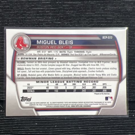 2023 Bowman Chrome Mega Miguel Bleis Mojo Refractor Boston Red Sox