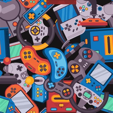 Premium Vector Arcade Game Pattern Seamless Print Of Vintage Video