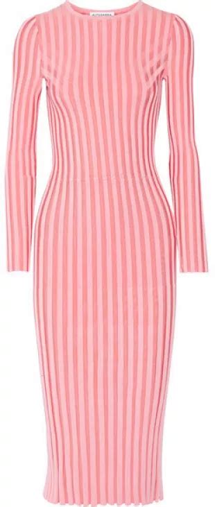 Altuzarra Gramm Ribbed Stretch Knit Midi Dress Bubblegum