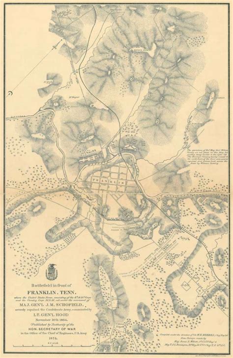 Battle Of Franklin Map Civil War Tennessee Vacation