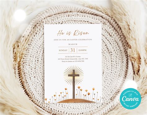 He Is Risen Invitation Easter Invitation Resurrection Sunday Invite