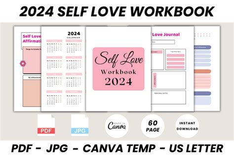 2024 Self Love Workbook Canva Template Graphic By Digital Print Box