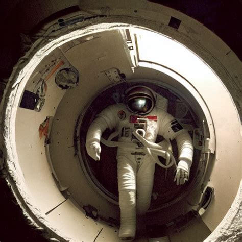 Krea Ai Astronaut Exploring The Inside Of An Old Derelict