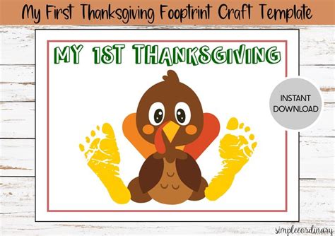 My First Thanksgiving Footprint Craft Printable Handprint Art Diy