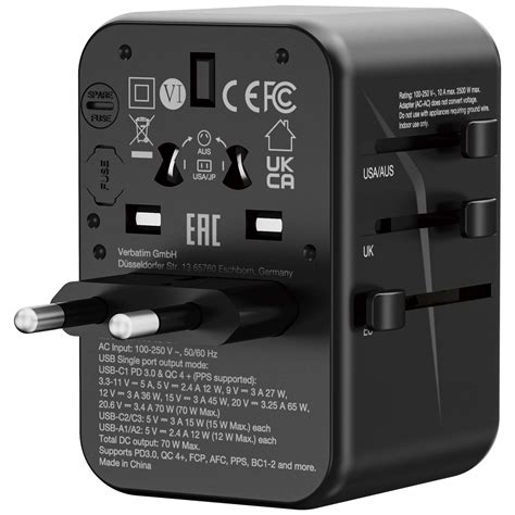 GaN III 5 Port 70W Universal Travel Adapter (UTA-09) - Verbatim Singapore