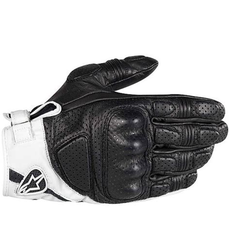 Gants Moto Alpinestars En Cuir D été Naked MUSTANG Blanc Noir Vente en