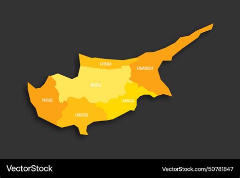 Cyprus Political Map Of Administrative Divisions Vector Image